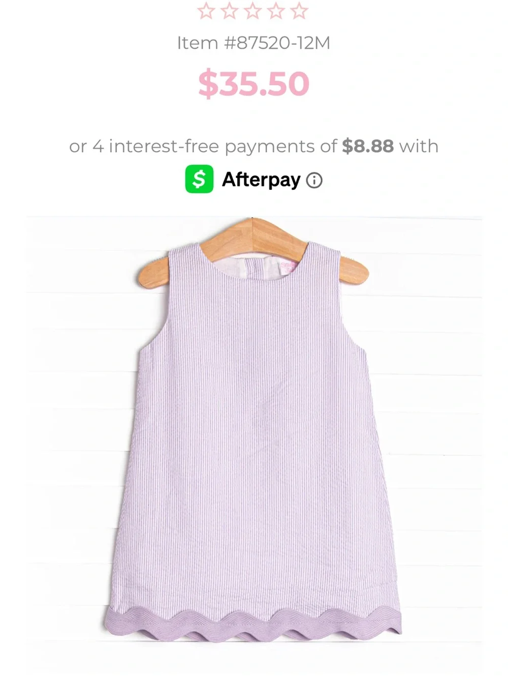 Lilac Seersucker A-Line Girls' Dress with Scalloped Hem